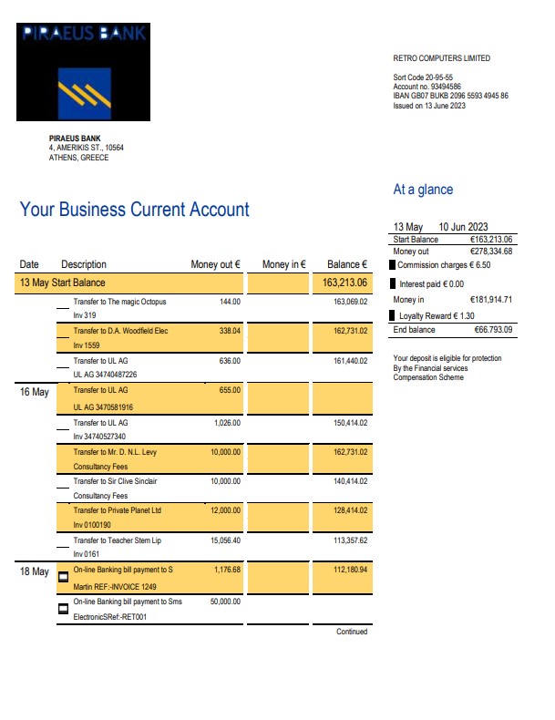 Modèle Word et PDF de déclaration commerciale de la Banque du Pirée
